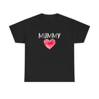 Mummy Heart Printed T-Shirt 100% Cotton Novelty Mum Mom Tee Birthday Mother's Day Gift Black