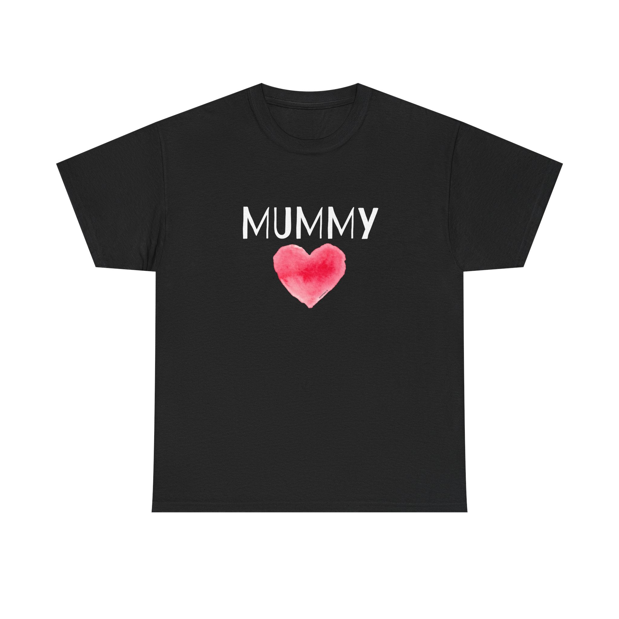 Mummy Heart Printed T-Shirt 100% Cotton Novelty Mum Mom Tee Birthday Mother's Day Gift Black