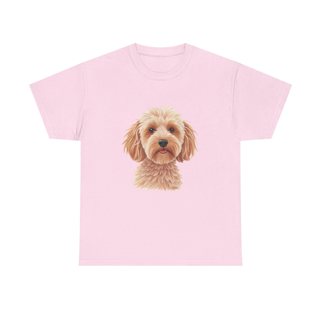 Light Cockapoo Printed T-Shirt 100% Cotton Novelty Cute Dog Tee Gift Light Pink