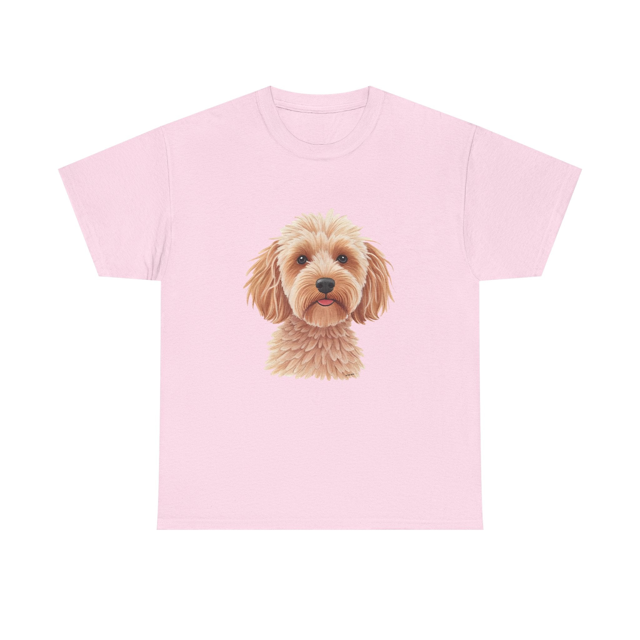 Light Cockapoo Printed T-Shirt 100% Cotton Novelty Cute Dog Tee Gift Light Pink