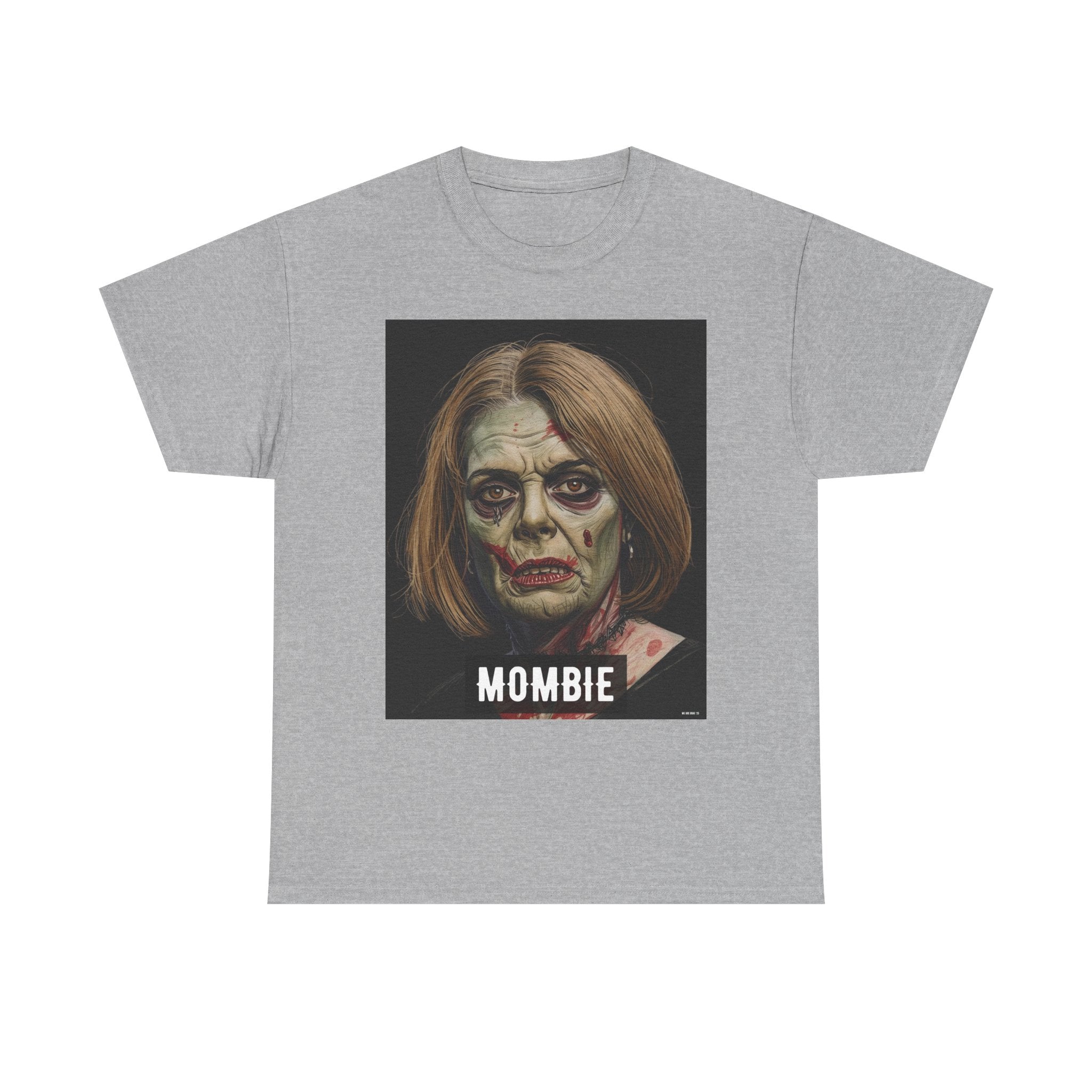 Mombie Halloween Printed T-Shirt 100% Cotton Scary Novelty Mom Zombie Tee Sport Grey
