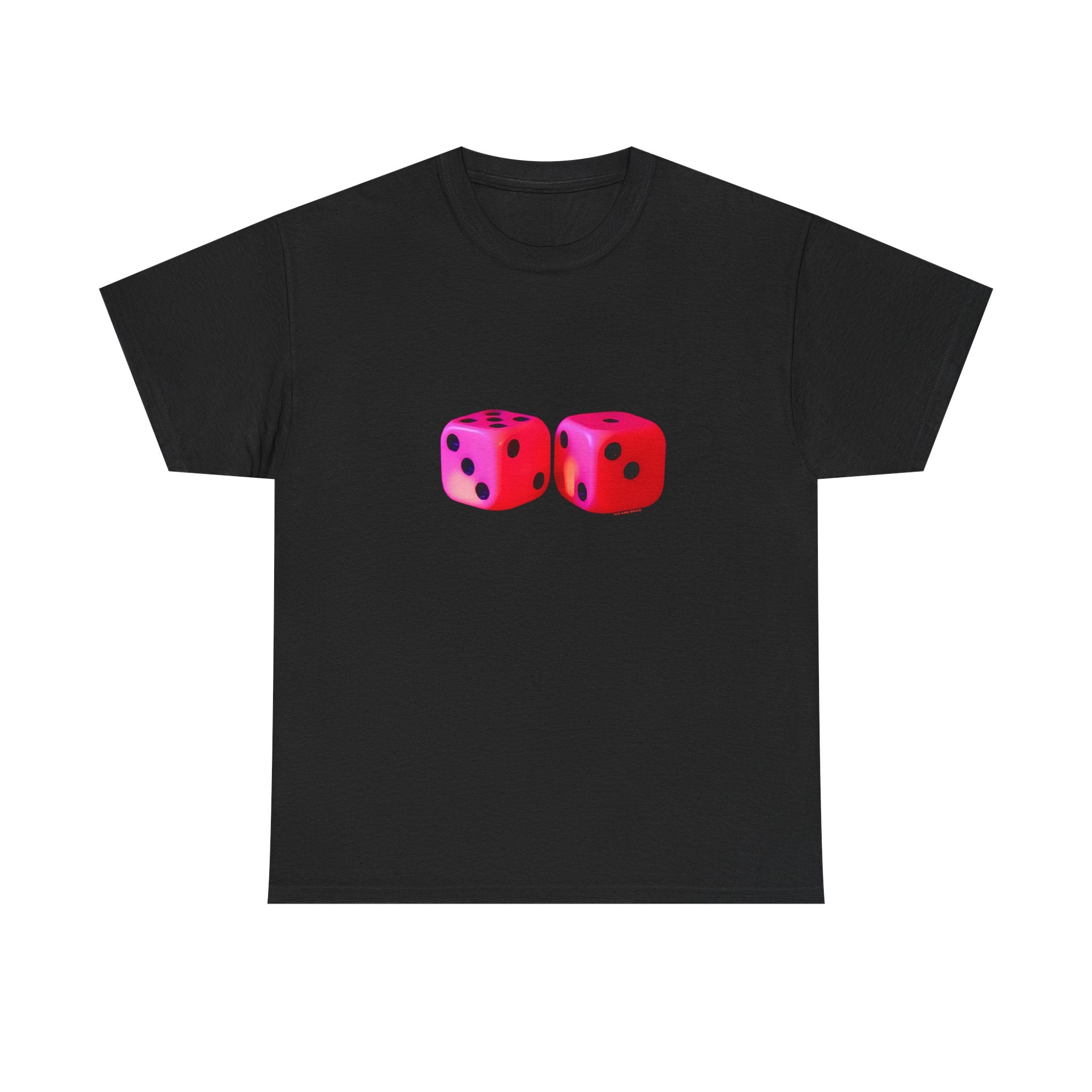 Neon Dice Printed T-Shirt 100% Cotton Lucky Dice Casino Tee Gift Black