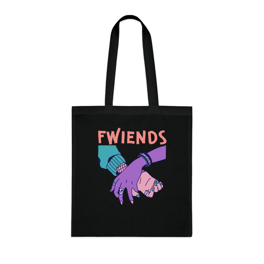 Fwiends Hands Printed Cotton Tote Bag Reusable Shopping Bag Friend Birthday Gift One size Black