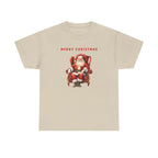 Merry Christmas Santa Throne Printed T-Shirt 100% Cotton Novelty Santa Claus Xmas Tee Gift Sand