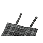 Dark in Love Ida Punk Grey Tartan Metal Studded Dress