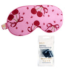 Satin Sleep Mask - Pink Cherries Print Sleep Mask & Black Earplugs