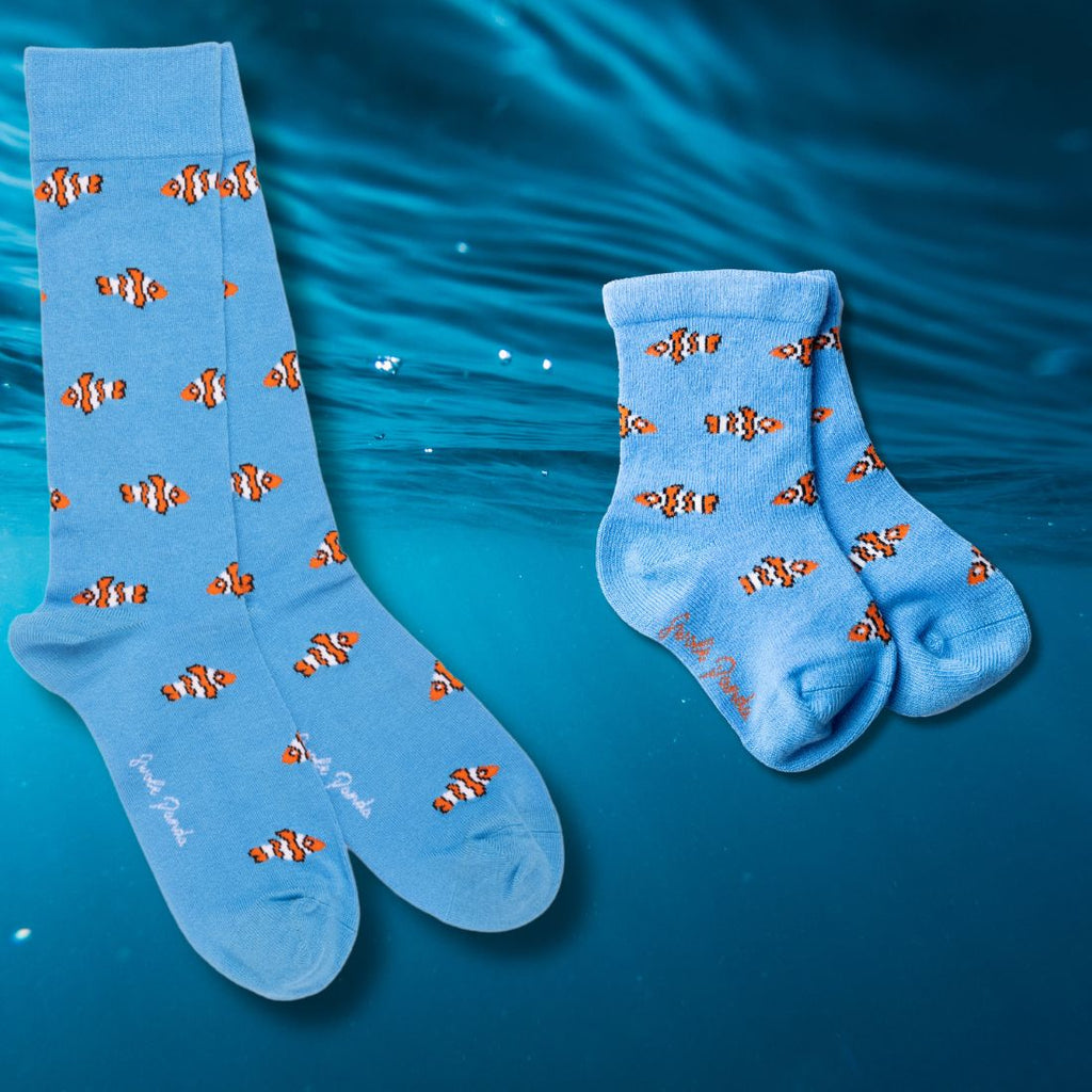 Clown Fish Matching Bamboo Socks (Adult & Child) UK 7-11 (US 8-12 EU 40-47)