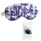 Satin Sleep Mask - Elephant Print Sleep Mask & Black Earplugs