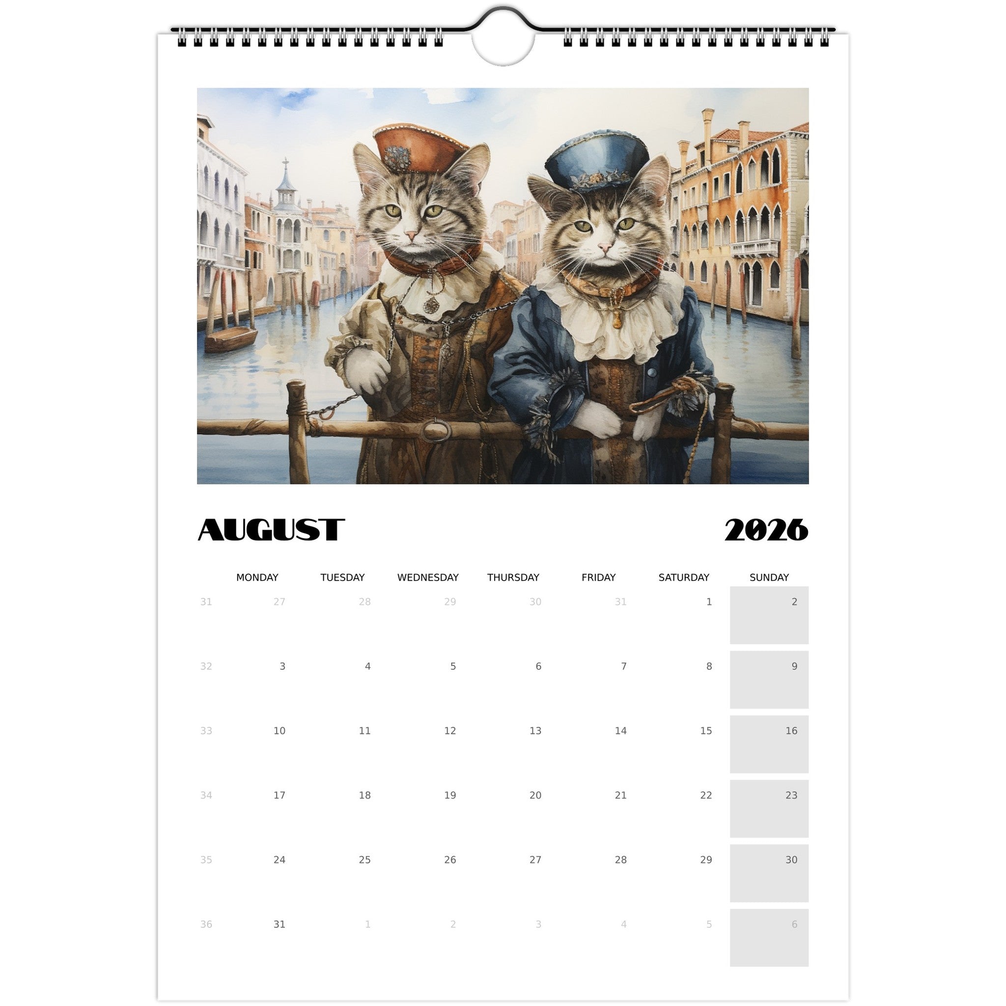 🐾 Venetian Cats 2026 Wall Calendar – A Year of Feline Magic in Venice