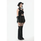 Dark in Love Morrigan One-Shoulder Lace Goth Top in Black