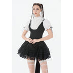 Dark in Love Court-Style Black & White Lace Blouse