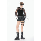 Dark in Love Punk Mesh Hollow-Out Hooded Top