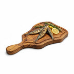 Handmade Olive Wood Freeform Meat Carving Board with Handle & Juice Groove | Live Edge Steak & Serving Board | Natural Grain | 45–60 cm