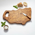 Handmade Olive Wood Freeform Cutting Board with Handle | Live Edge Charcuterie & Serving Board | Unique Natural Grain | 40–80 cm