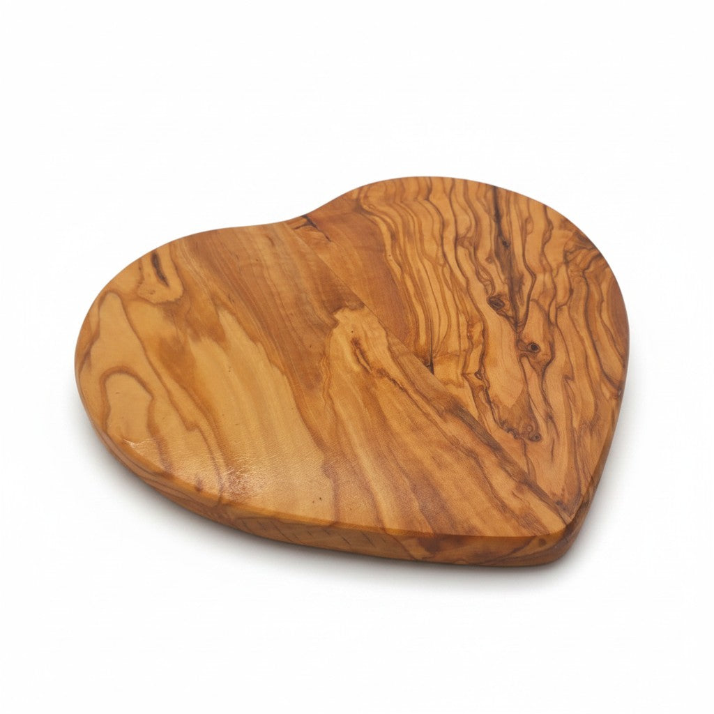 Handmade Olive Wood Heart Shaped Cutting Board | Romantic Gift Cheese & Serving Board | Natural Grain | 20 cm · 25 cm · 30 cm