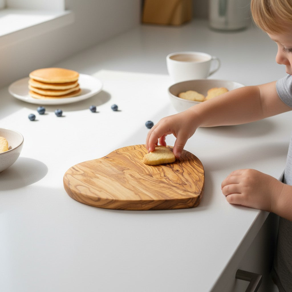 Handmade Olive Wood Heart Shaped Cutting Board | Romantic Gift Cheese & Serving Board | Natural Grain | 20 cm · 25 cm · 30 cm