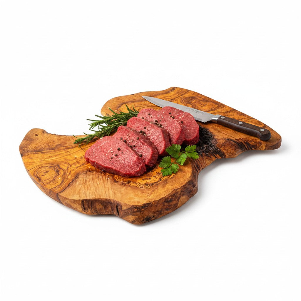 Large Handmade Olive Wood Freeform Serving Board | Extra Large Live Edge Charcuterie & Chopping Board | Unique Grain | 35–60 cm