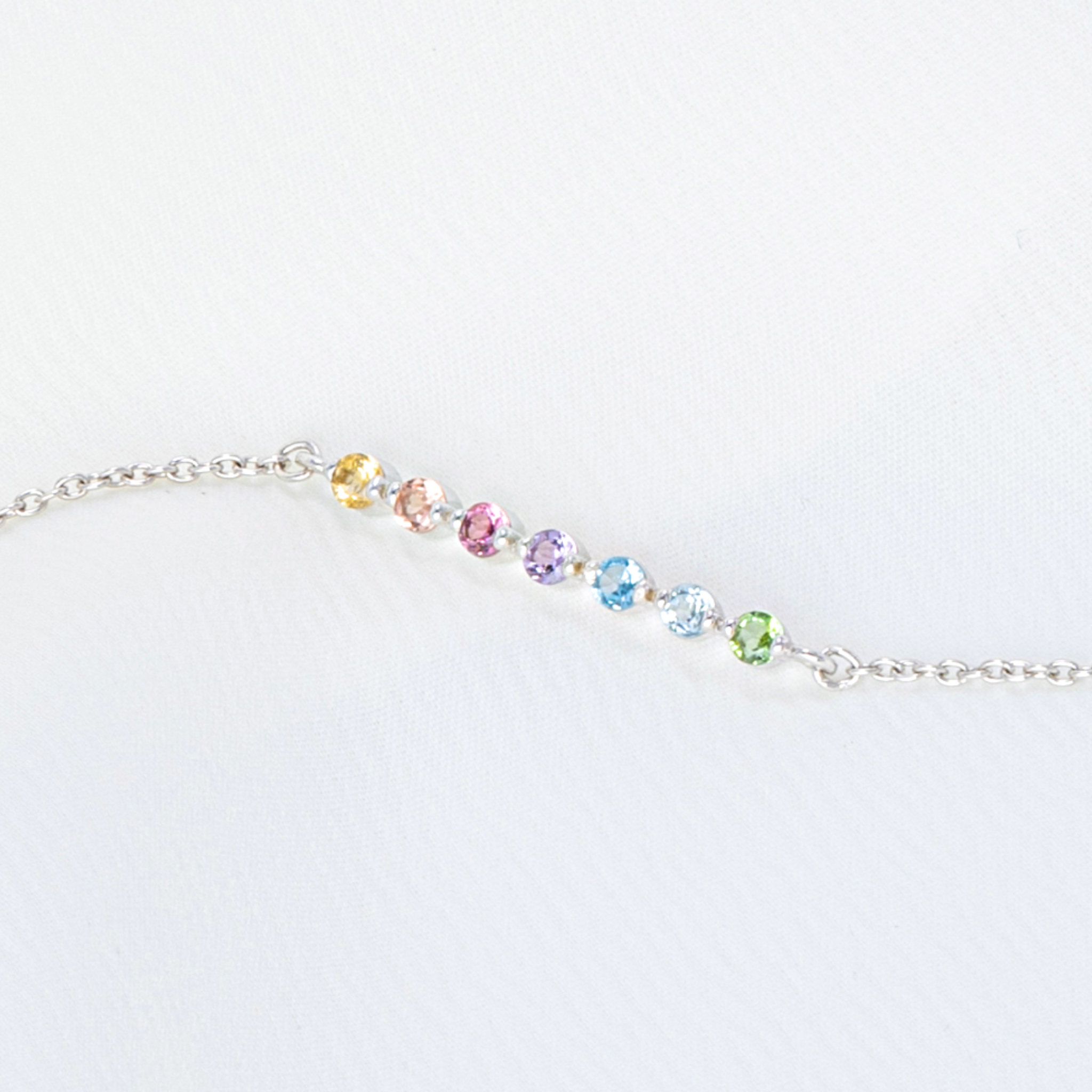 Pastel Rainbow Gemstone Bracelet in Sterling Silver