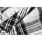Dark in Love Quinn Punk Black and White Checkered Asymmetrical Messy Net Skirt