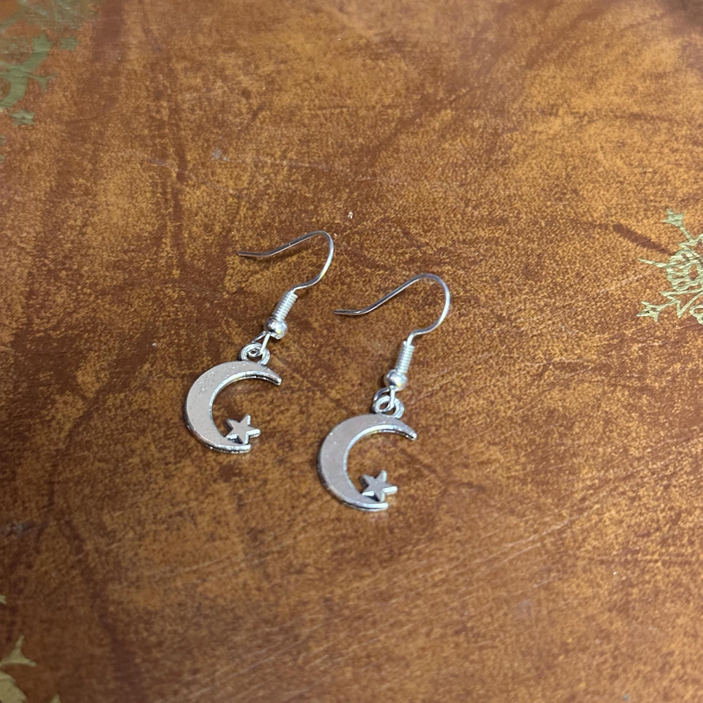 Moon Shell Charm Drop Earrings