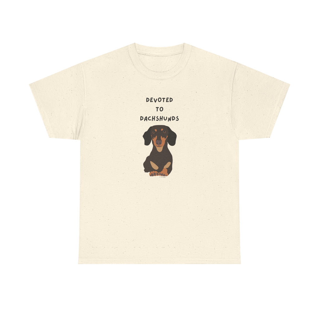 Devoted To Dachshunds Sausage Dog Printed T-Shirt 100% Cotton Novelty Cute Dog Tee Gift Natural