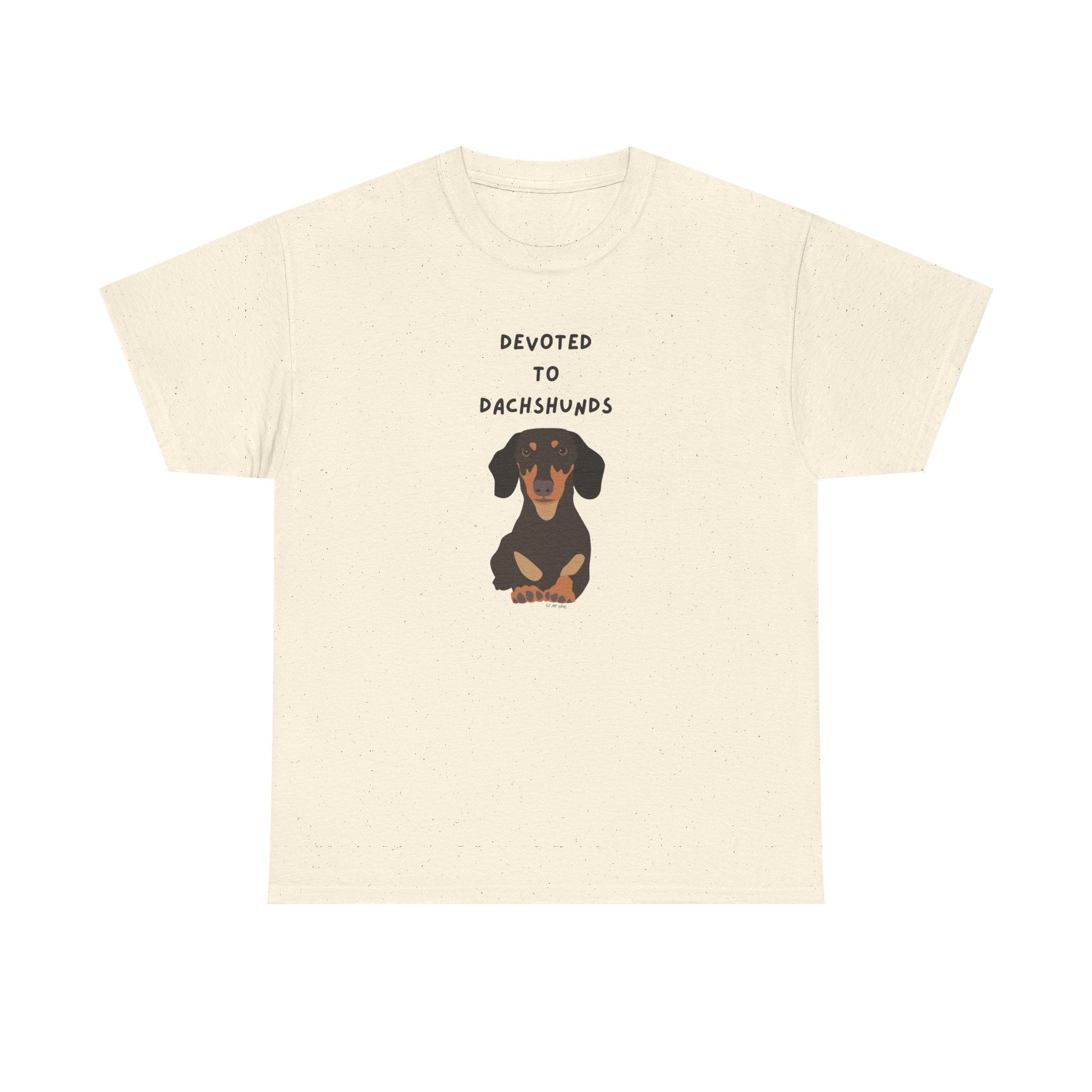 Devoted To Dachshunds Sausage Dog Printed T-Shirt 100% Cotton Novelty Cute Dog Tee Gift Natural