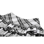 Dark in Love Quinn Punk Black and White Checkered Asymmetrical Messy Net Skirt