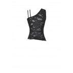 Dark in Love Morrigan One-Shoulder Lace Goth Top in Black