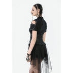 Dark in Love Draven Layered Mesh & Faux Leather Waist Cincher Skirt