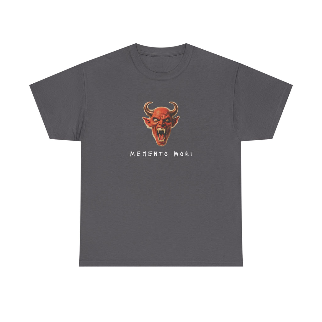 Memento Mori Devil Printed T-Shirt 100% Cotton Halloween Scary Satan Tee Gift Charcoal