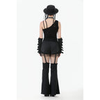 Dark in Love Morrigan One-Shoulder Lace Goth Top in Black