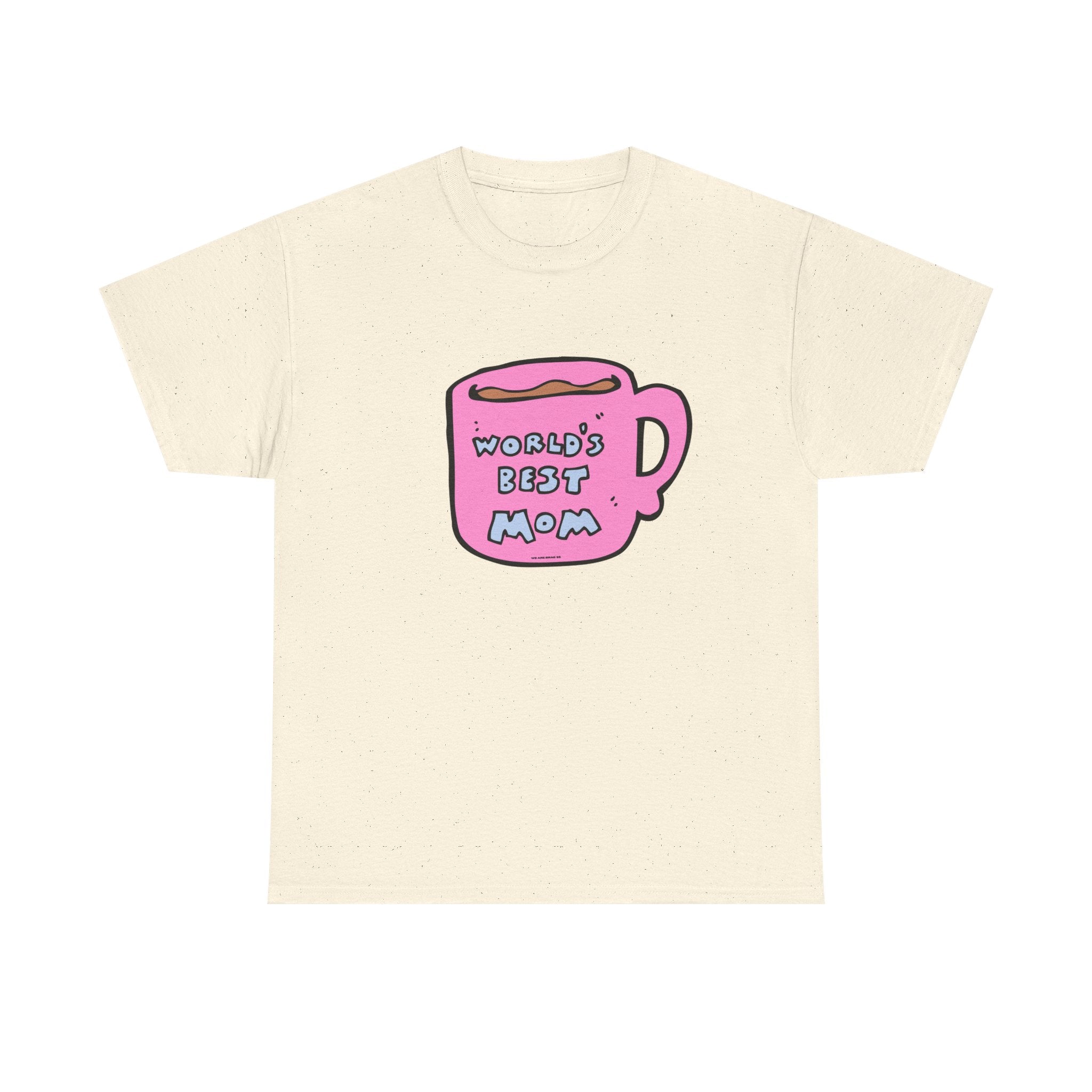 World's Best Mom Printed T-Shirt 100% Cotton Novelty Mum Mom Tee Birthday Mother's Day Gift Natural