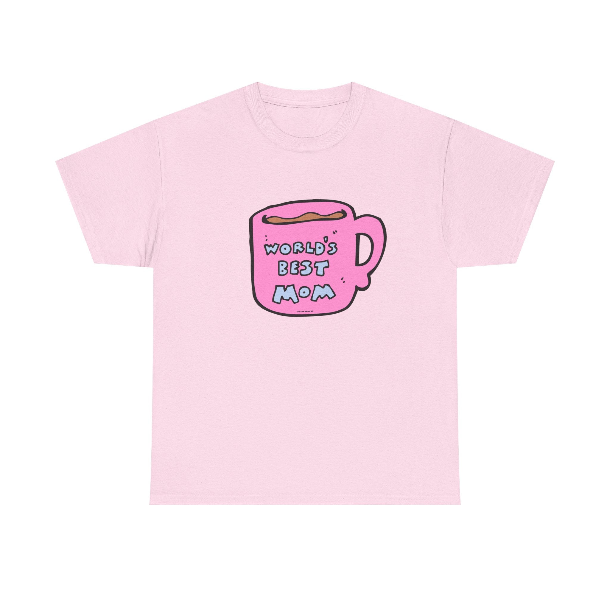 World's Best Mom Printed T-Shirt 100% Cotton Novelty Mum Mom Tee Birthday Mother's Day Gift Light Pink