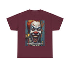 Happy Halloween Clown Novelty Printed T-Shirt 100% Cotton Scary Halloween Tee Maroon
