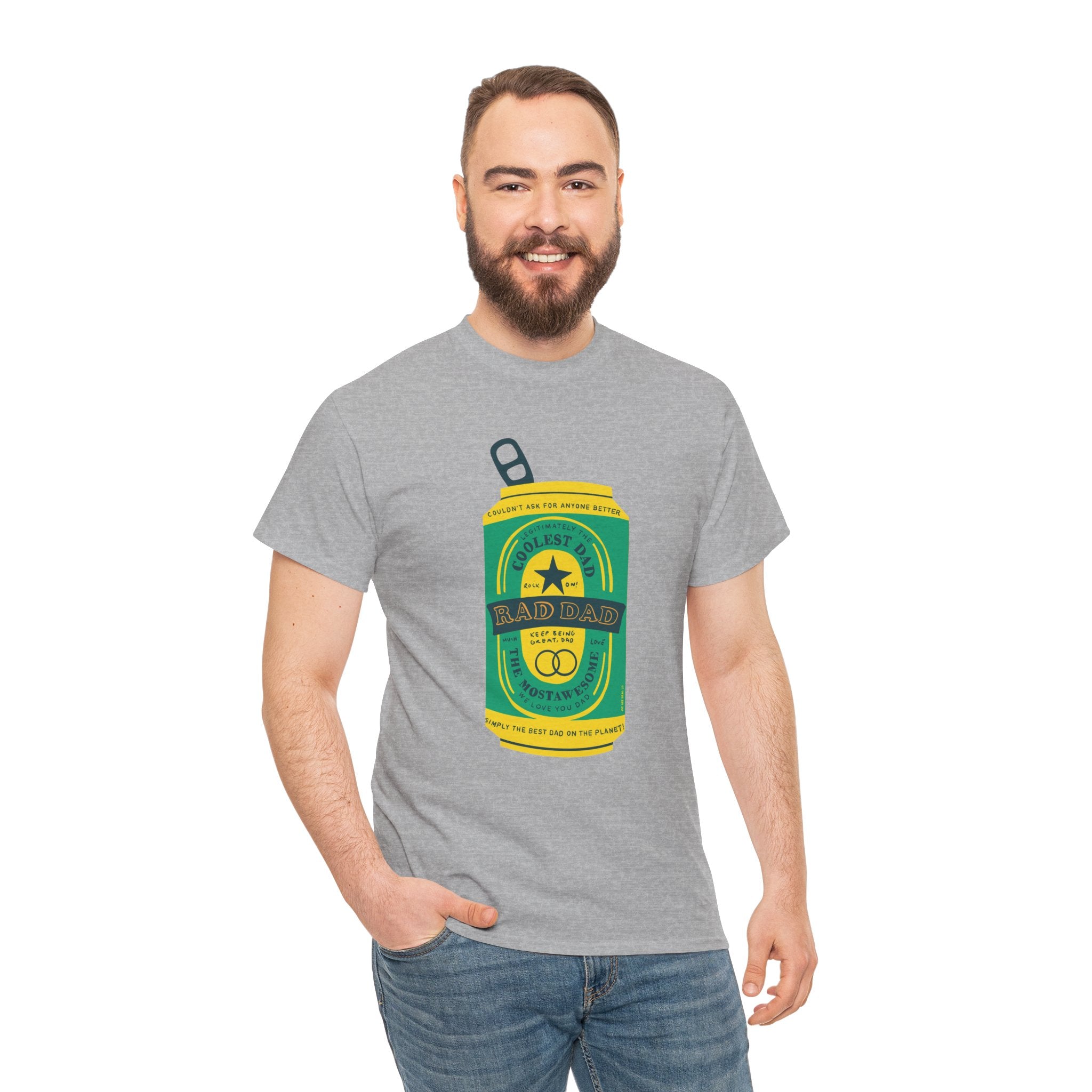 Rad Dad Beer Can Printed T-Shirt 100% Cotton Novelty Dad Tee Birthday Father's Day Gift