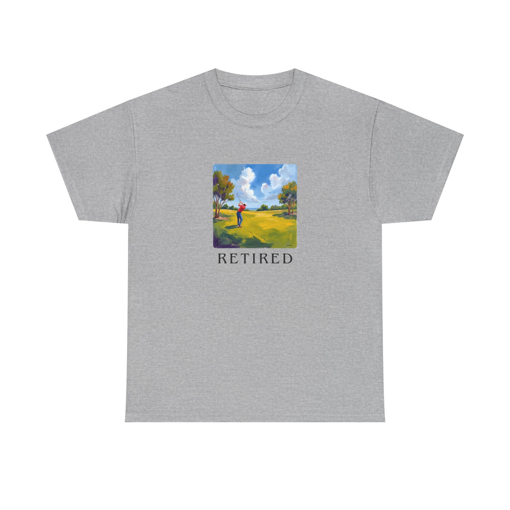 Retired Golf Printed T-Shirt 100% Cotton Novelty Grandad Retirement Golfer Tee Gift Sport Grey