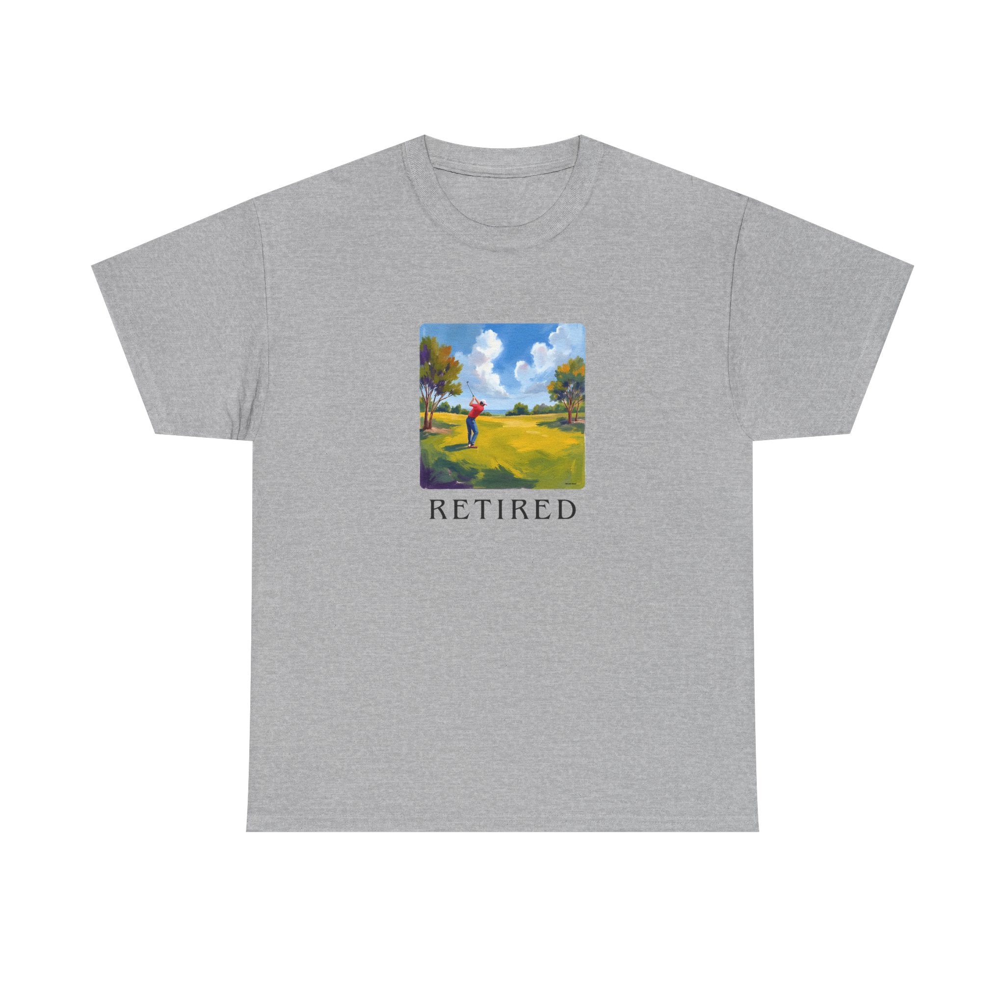 Retired Golf Printed T-Shirt 100% Cotton Novelty Grandad Retirement Golfer Tee Gift Sport Grey