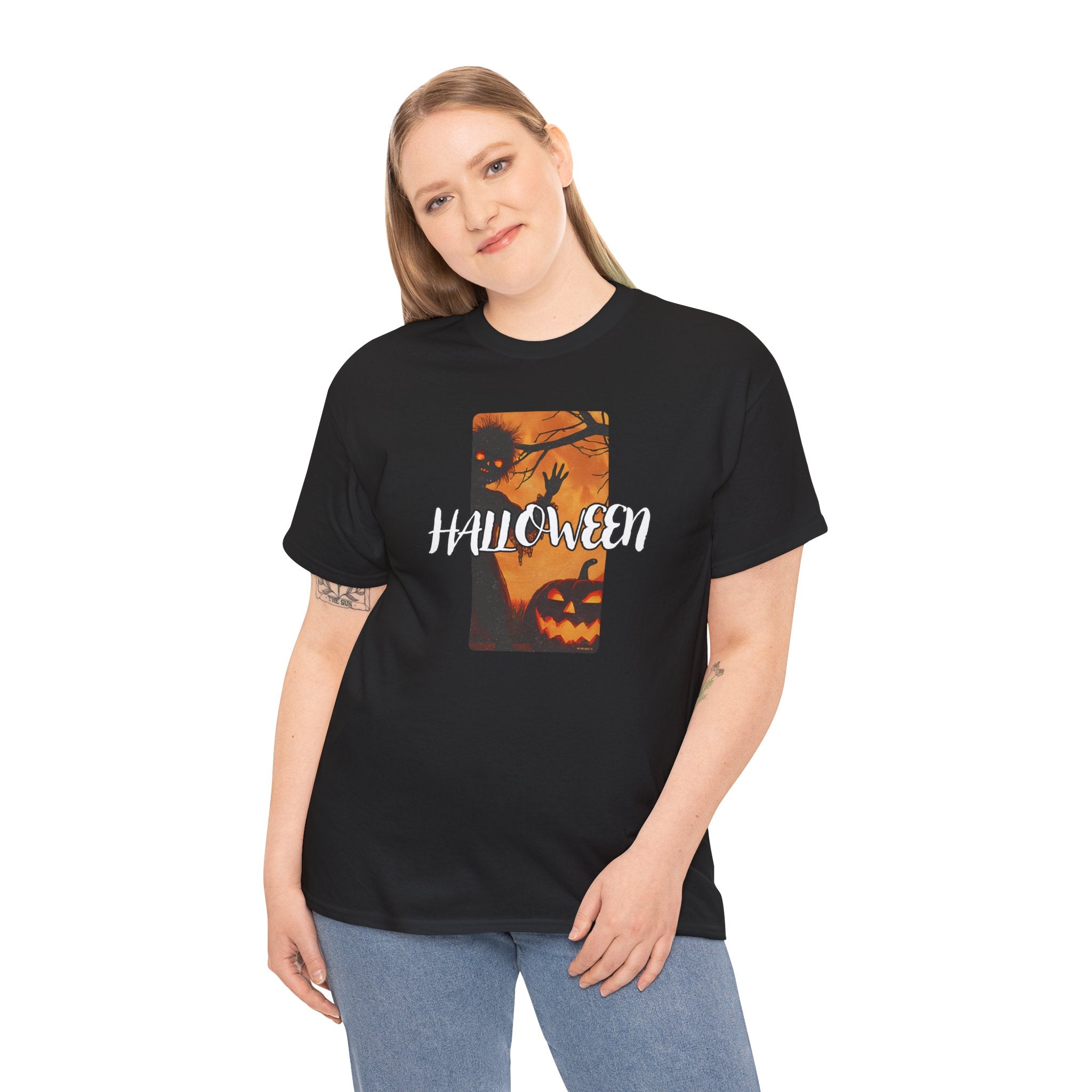 Halloween Pumpkin Monster Printed T-Shirt 100% Cotton Novelty Scary Halloween Tee