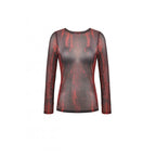 Dark in Love Carson Black and Red Tie-Dye Mesh Versatile Basic Top