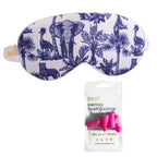 Satin Sleep Mask - Elephant Print Sleep Mask & Pink Earplugs
