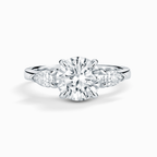 2 ct Round Moissanite Three Stone Engagement Ring in Sterling Silver