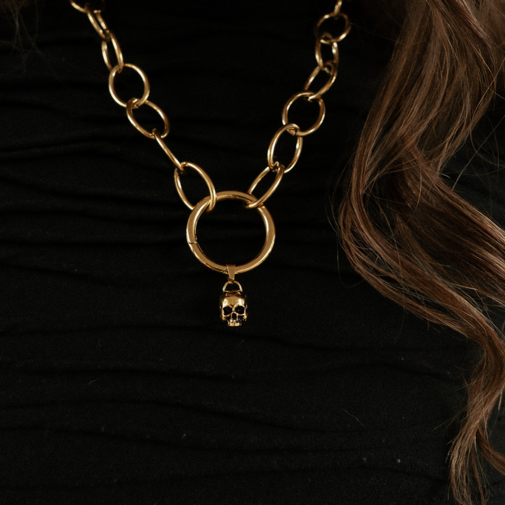 Charm Coven Gold Hel Skull Charm