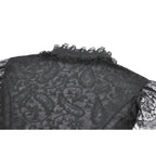 Black Floral Lace High-Neck Gothic Shoulder-Mantle Corset Top