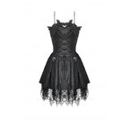 Dark in Love Mortalis Lace-Up Goth Dress in Black