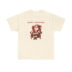 Merry Christmas Santa Throne Printed T-Shirt 100% Cotton Novelty Santa Claus Xmas Tee Gift Natural