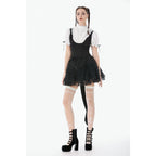 Dark in Love Court-Style Black & White Lace Blouse
