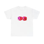 Neon Dice Printed T-Shirt 100% Cotton Lucky Dice Casino Tee Gift White