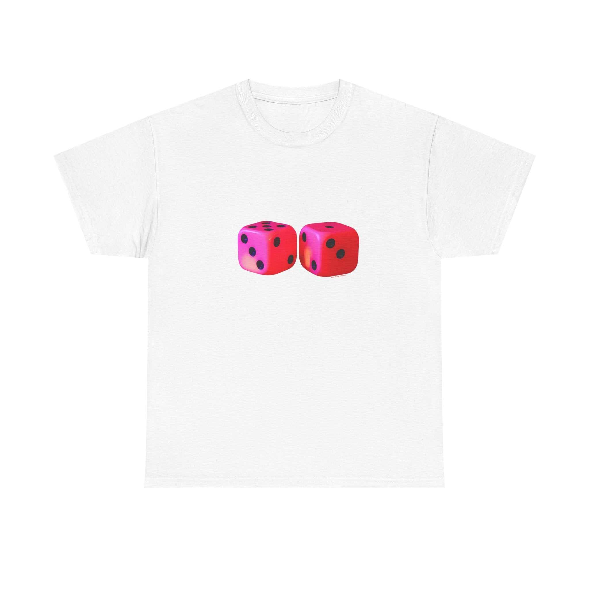 Neon Dice Printed T-Shirt 100% Cotton Lucky Dice Casino Tee Gift White
