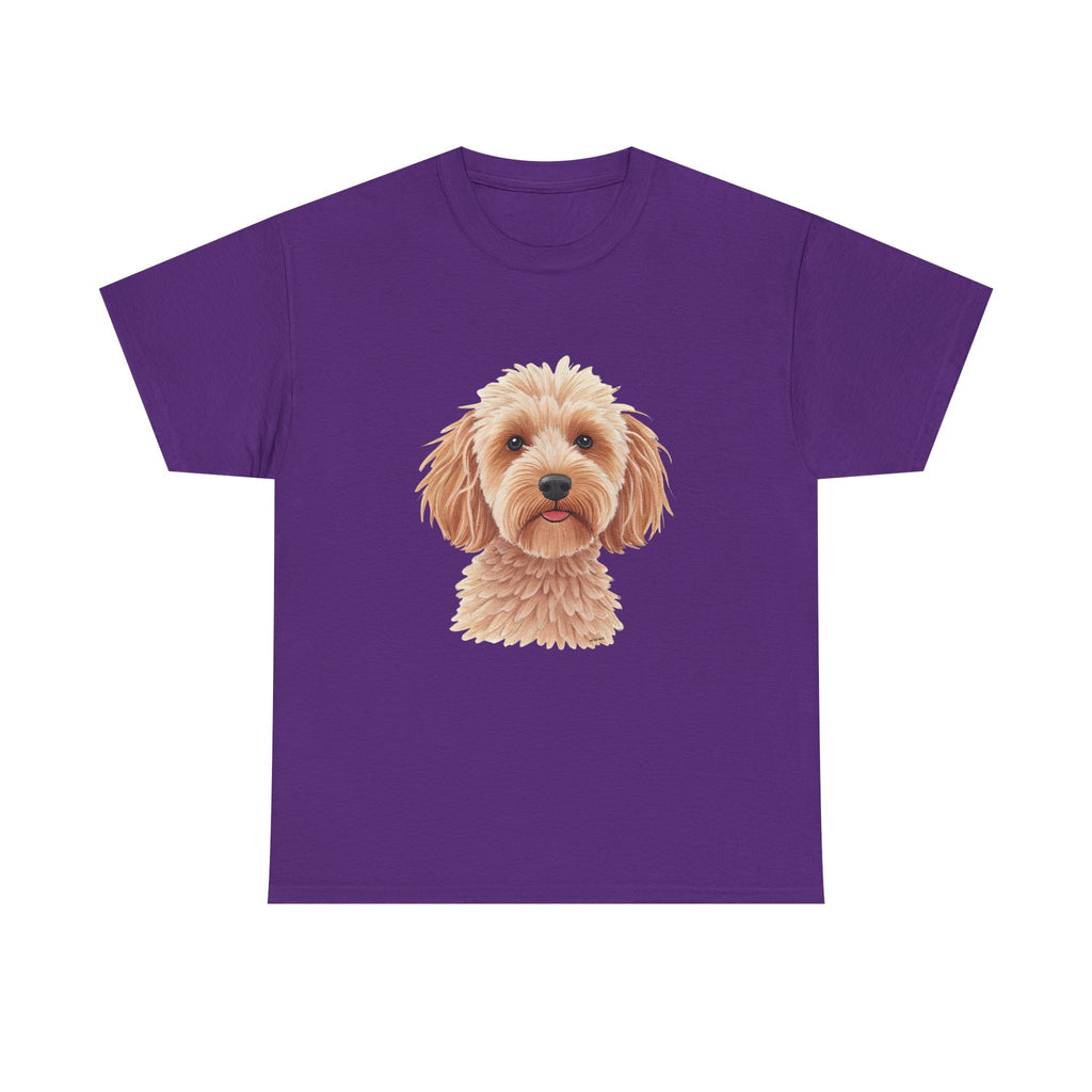 Light Cockapoo Printed T-Shirt 100% Cotton Novelty Cute Dog Tee Gift Purple