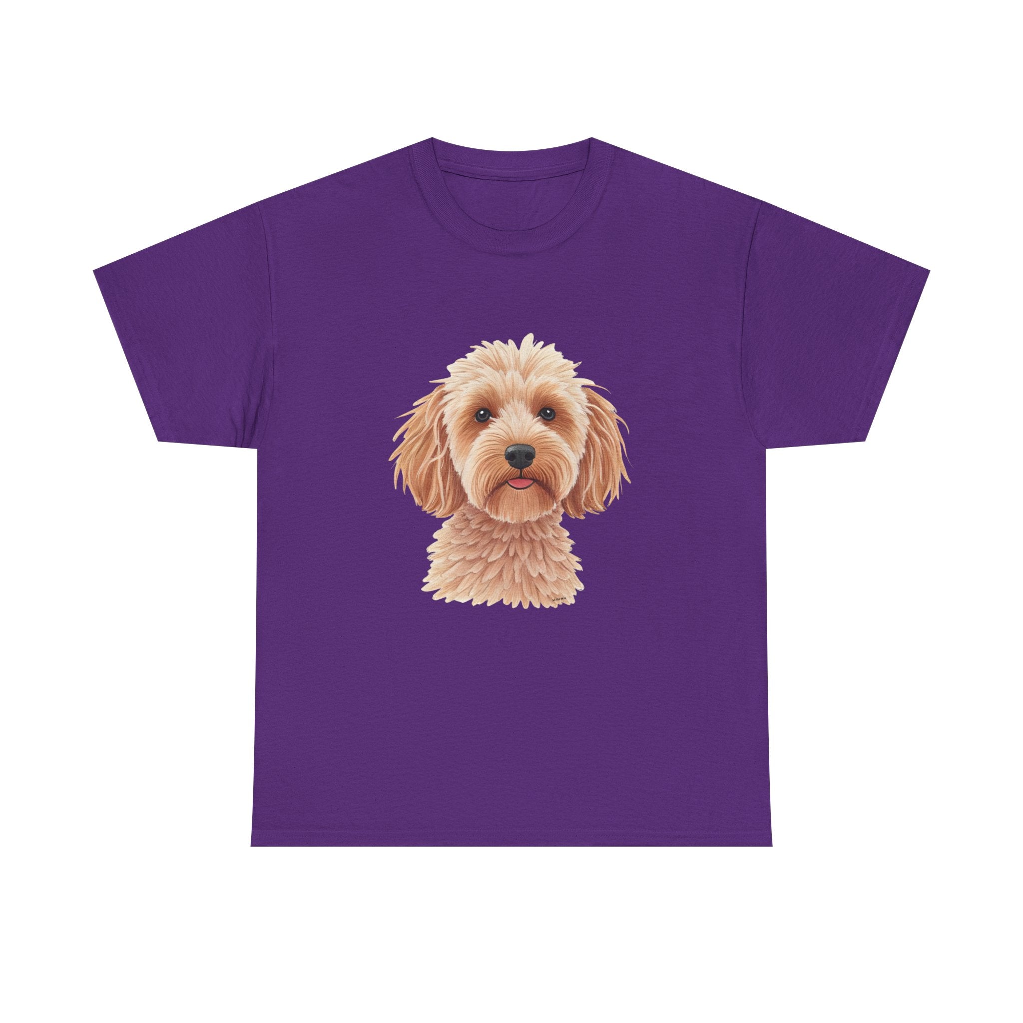Light Cockapoo Printed T-Shirt 100% Cotton Novelty Cute Dog Tee Gift Purple